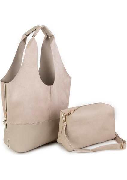 1096 Kadın Salash Büyük Boy Omuz Çantası Nubuk Kum fiyatları