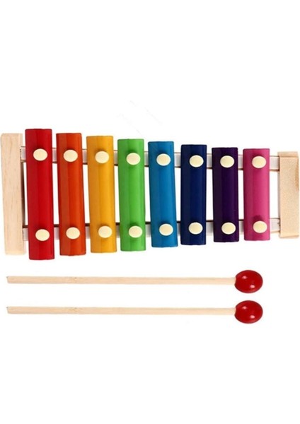 Renkli Ahşap Eğitici Ksilofon, 8 Nota, 8 Ton, Çocuklar Için Keyifli Müzik Oyunu