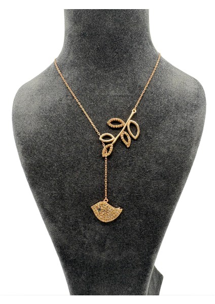 Gümüş Rose Kuş Yaprak Motifli Kolye fiyatları