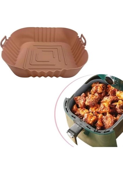 Renkli Isıya Dayanıklı Yıkanılabilir Silikon Fırın Airfryer Kare Model Pişirme Matı 20 cm (5148) fiyatları