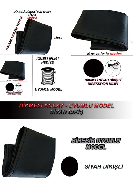 Toyota Land Cruıser Uyumlu Araç,oto Direksiyon Kılıfı Siyah Dikiş modelleri