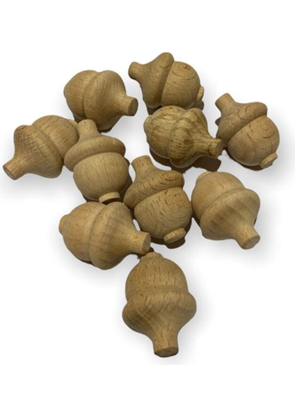 Kahverengi Ahşap Meşe Palamudu, 10 Adet Doğal ve Şık Dekoratif Ürün