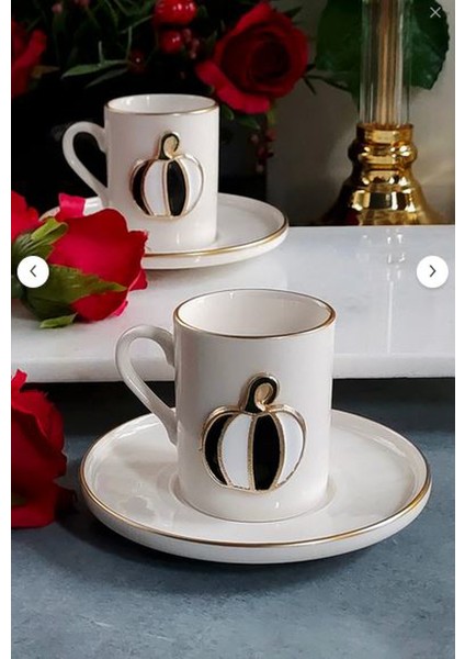 Fine Living Elegant Pumpkin 4 Parça 2 Kişilik Kahve Fincan Takımı