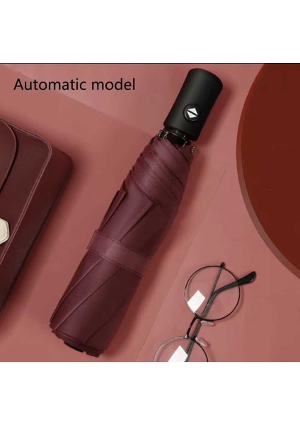 Rüzgara Dayanıklı Tam Otomatik Fiber Telli Kırmızı Şemsiye