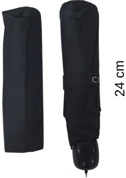 Kısa 8 Telli Siyah El Çekiçli Yağmur Şemsiyesi 24CM