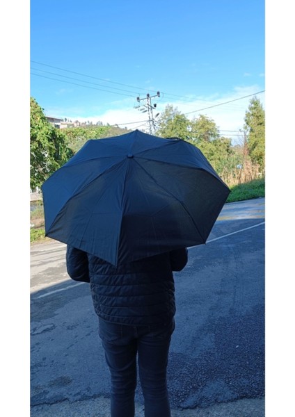 Kısa 8 Telli Siyah El Çekiçli Yağmur Şemsiyesi 24CM modelleri