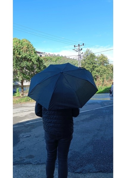 Kısa 8 Telli Siyah El Çekiçli Yağmur Şemsiyesi 24CM indirimleri