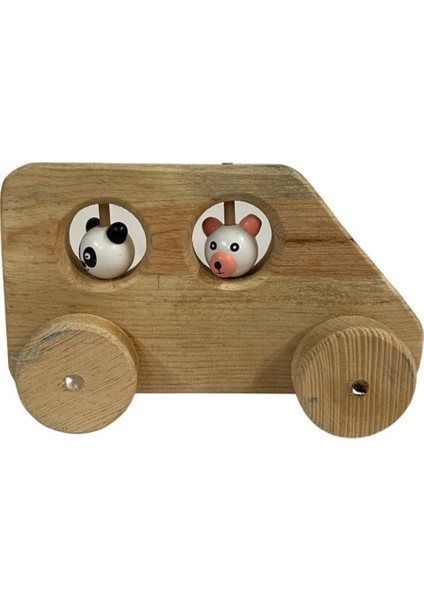 Renkli Ahşap Boncuklu Araba Oyuncağı, Eğlenceli ve Şık Tasarım