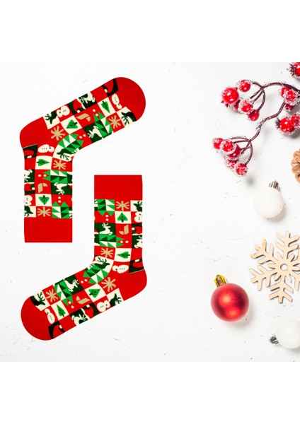 Unisex 5’li Yılbaşı Hediye Çorap Seti - Noel Temalı Kutulu Renkli Çorap - Merry Christmas Socks Box indirimleri