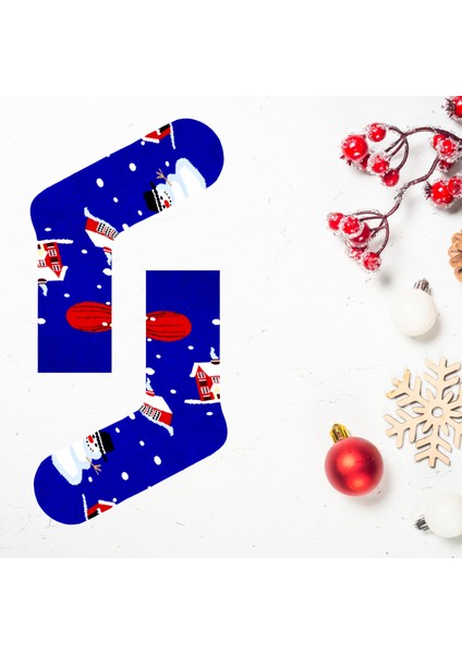 Unisex 5’li Yılbaşı Hediye Çorap Seti - Noel Temalı Kutulu Renkli Çorap - Merry Christmas Socks Box