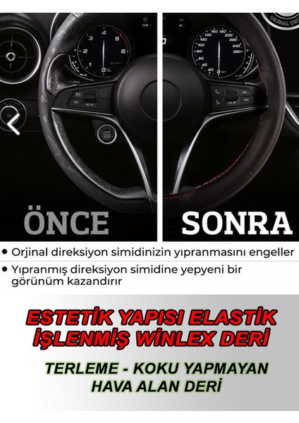 Jeep Renegade Uyumlu Araç,oto Direksiyon Kılıfı Kırmızı Dikiş fırsatları