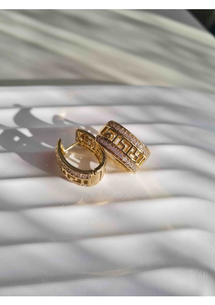 Desenli Zirkon Taş Işlemeli Gold Küpe fiyatları