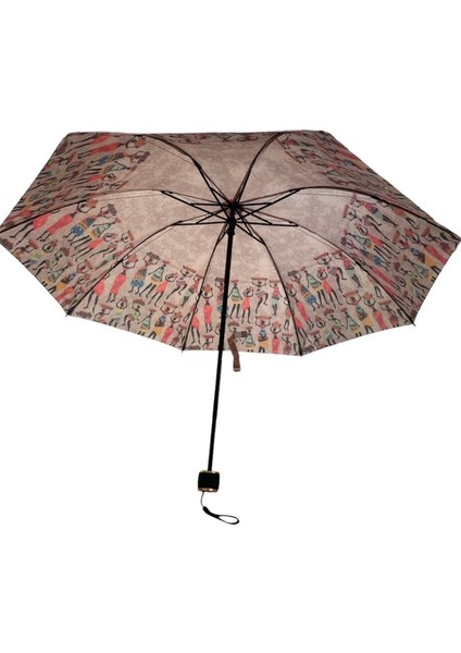 Renkli Mısır Desenli Rüzgar Korumalı Yarasa Şemsiye, Su Geçirmez, 8 Telli modelleri