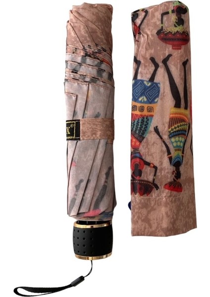 Renkli Mısır Desenli Rüzgar Korumalı Yarasa Şemsiye, Su Geçirmez, 8 Telli fırsatları