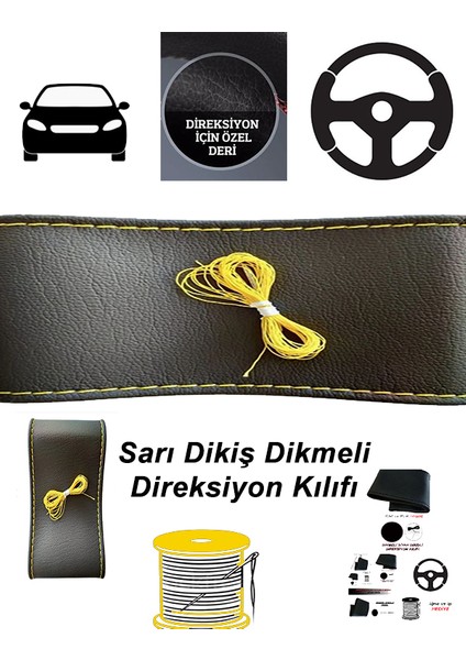 Toyota 3D Uyumlu Oto,araç Direksiyon Kılıfı Sarı Dikiş
