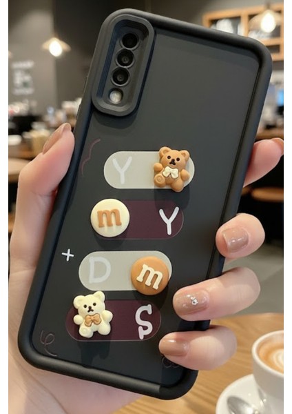 Samsung Galaxy A50 Uyumlu Kılıf Siyah Renk Ayıcık Figürlü 3D Kamera Korumalı Darbe Emici Yumuşak Silikon Kapak modelleri