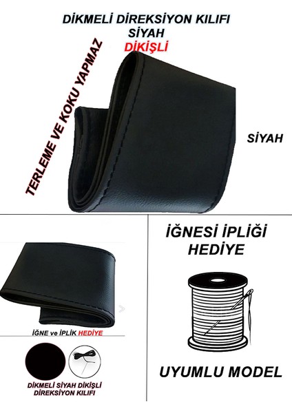 Fıat Idea Uyumlu Araba,oto,araç Direksiyon Kılıfı Siyah Dikiş fiyatları