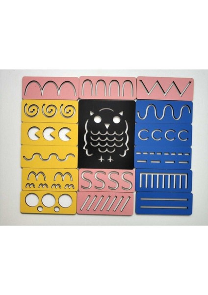 Renkli 16 Parça Ahşap El Kası Geliştirme Çizgi Çalışmaları Seti