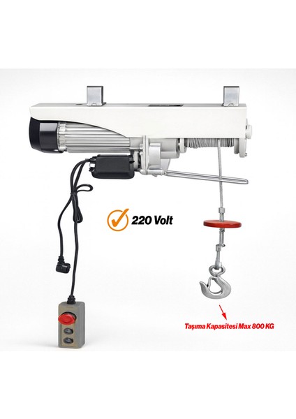 Elektrikli Vinç 400/800 kg Caraskal Uzaktan Kumandalı 30 M Halatlı Yük Kaldırma Makinesi