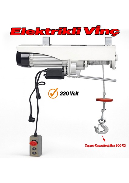 Elektrikli Vinç 400/800 kg Caraskal Uzaktan Kumandalı 30 M Halatlı Yük Kaldırma Makinesi fiyatları