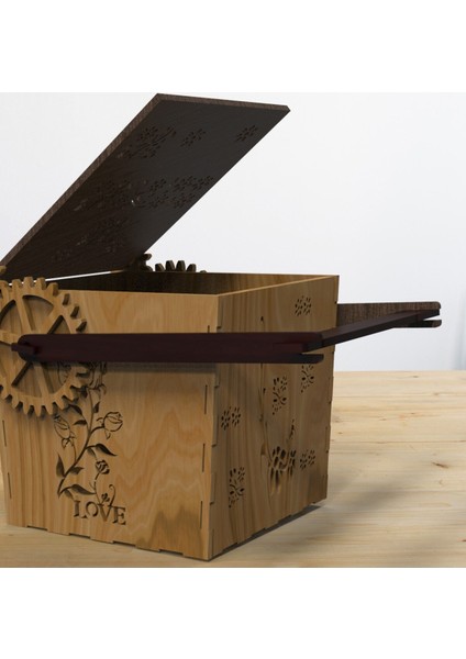 Kahverengi Ahşap Dişli Çocuk Oyun Kutusu, Eğlenceli ve Eğitici Tasarım