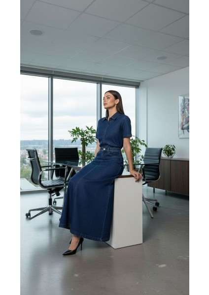 Kadın Denim Pamuklu Mavi Çan Etek fiyatları