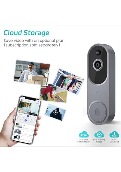 1080P Akıllı Kablosuz Video Kapı Zili Kamerası Akıllı Insan Tespiti ile Ev Güvenliği Gerçek Zamanlı Uyarı 2 4ghz Wi-Fi (Yurt Dışından) modelleri