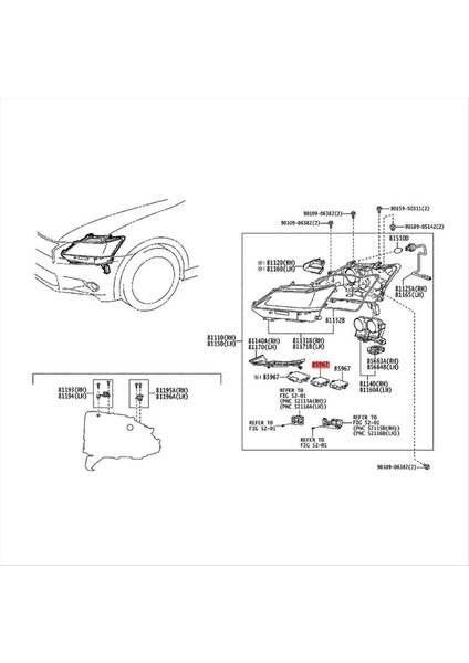 85967-50110 Toyota Lexus LS460 LS600H 2012-2016 LX570 RC200T GX400 35500-70075 Için Bilgisayar Far Kontrolü LED Modülü (Yurt Dışından) fiyatları