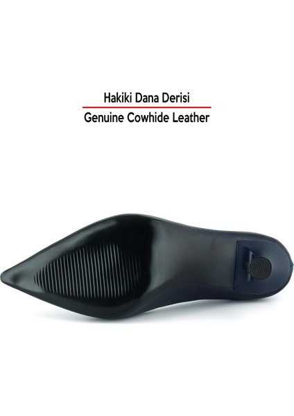 Suzanna Lacivert Hakiki Dana Derisi Sivri Burun Klasik Ince Topuklu Ayakkabı