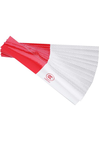 10 Adet Araba Kamyonu Yansıtıcı Altıgen Nokta Baskılı Çıkartma Kırmızı Gümüş Ton (Yurt Dışından)