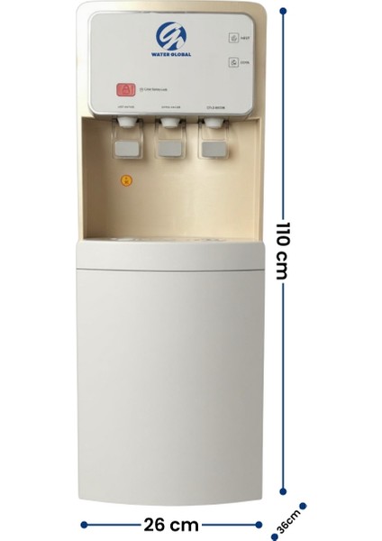 Arıtmalı Su Sebili 80GPD Ro - Sıcak, Ilık ve Soğuk Su - 3 Musluklu Beyaz Gold indirimleri