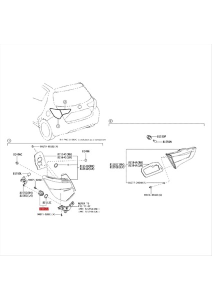 1pcs Araba LED Arka Lamba Ampul Kombinasyonu Işık Modülü 81536-52C80 Toyota C-Hr Camry Lexus LS500 LS500H 81536-60C30 (Yurt Dışından) fırsatları