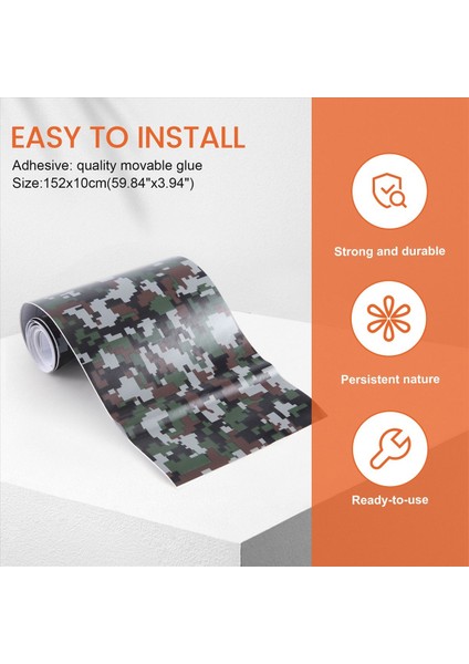 1 Rulo Camo Araba Sticker Karbon Fiber Motosiklet Pvc Vinil Ordu Sticker Camo Woodland Kamuflaj Etiketi Siyah Dijital Kamuflaj 152X10CM (Yurt Dışından) indirimleri