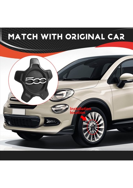 Araba Tekerlek Merkezi Kapağı Kapak 6AN68LXHAA 735626311 Fiat 500X 2016-2022 Toz Kapağı Araç Aksesuarları Siyah (Yurt Dışından) fırsatları