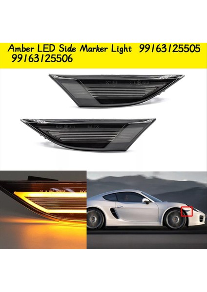 Araba Amber LED Yan Işaretçi Işığı Porsche 991 Carrera 718 Cayman Boxster 981 Yan Fender Dönüş Sinyal Lambası 99163125506 (Yurt Dışından) indirimleri