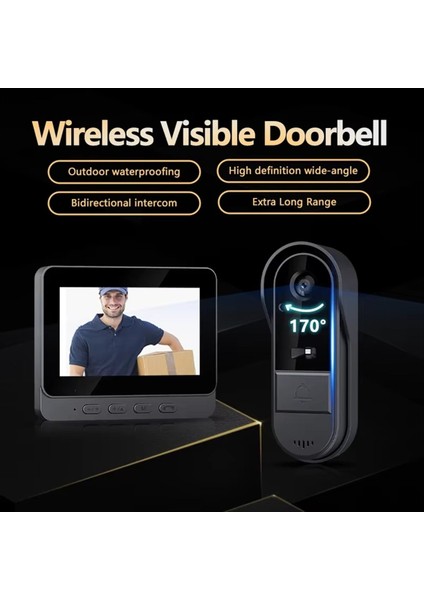 Intercom Doorbell Night Hd-Vision 4 3inch IPS Ekran Su Geçirmez Kapı Zili Kamerası Akıllı Ev Güvenlik Videosu Bell (Yurt Dışından) modelleri