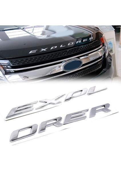 10X Explorer Araba Amblem Ön Davlumbaz Emblem 3D Harfler Explorer Çıkartma Ford 2011-2019 Explorer (Gümüş) (Yurt Dışından) modelleri