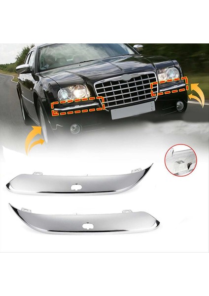 Ön Tampon Alt Krom Trim Şeridi Dekoratif Şerit Kapağı Delik W/delik 04806124AA 04806125AA Chrysler Için 300C 2005-2011 (Yurt Dışından) fiyatları