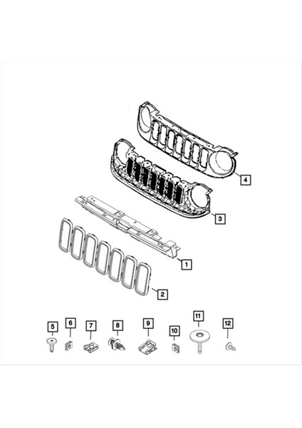 7 Pcs Ön Izgara Merkezi Jeep Renegade 2015-2018 735599127 5XB16SZ0AA 735655564 Jeep Modifikasyonu (Yurt Dışından) indirimleri