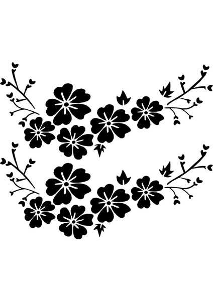 2x Siyah Çıkartma Araç Çiçek Sticker Su Geçirmez Çıkarılabilir Deco Araç Çizgileri Kapak (Yurt Dışından)
