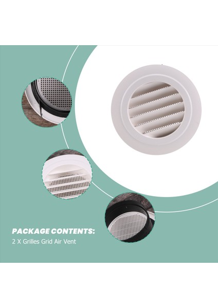 2 Adet 4 Inç Hava Havalandırma Kamartması Hava Grill Kapağı Banyo Ofis Evi Için Dahili Bir Sinek Ekranlı (Yurt Dışından) indirimleri