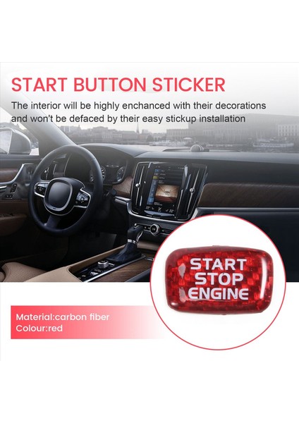 Karbon Fiber Araç Motoru Başlat Düğmesi Sticker Volvo V40 V60 S60 S60L XC60 S80L S80 Iç Aksesuarlar (Yurt Dışından) fırsatları