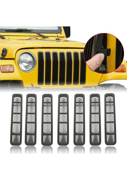 7pcs Ön Örgü Izgara Ekleri Jeep Wrangler Tj &amp Unlimited 1997-2006 (Yurt Dışından) fırsatları