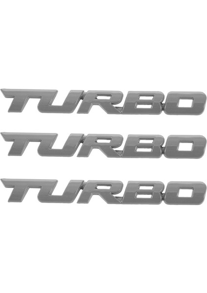3x Turbo Evrensel Araba Motosiklet Otomatik 3D Metal Amblem Rozeti Çıkartma Sticker Gümüş (Yurt Dışından)