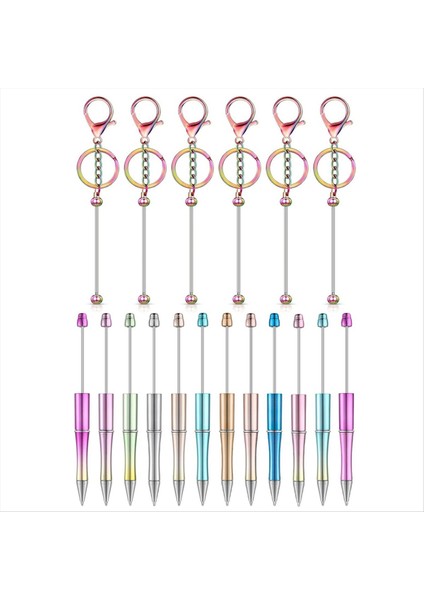 18 Adet Boncuklu Kalem Boncuklu Anahtarlık Çubukları Kolye Dıy Noel El Sanatları Ofis Okulu Malzemeleri (Renkli) (Yurt Dışından)