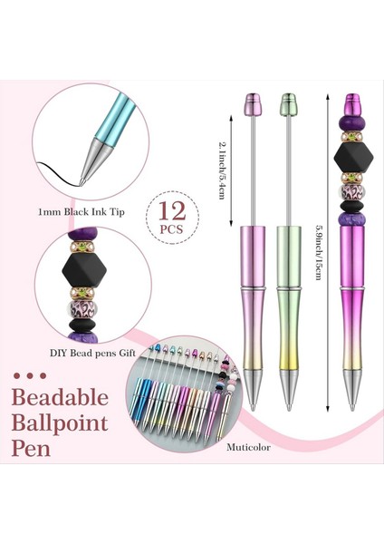 18 Adet Boncuklu Kalem Boncuklu Anahtarlık Çubukları Kolye Dıy Noel El Sanatları Ofis Okulu Malzemeleri (Renkli) (Yurt Dışından) modelleri