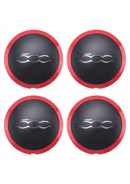 4pcs 133MM Fiat Için Hubcap 500 Tekerlek Merkezi Hub Kapakları Amblem Etiketi 68078419AC 68078421AC 51884863 Kırmızı (Yurt Dışından)