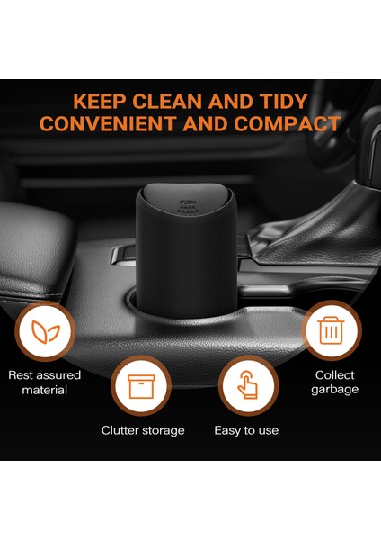 Mini Çöp Kutusu Kapak ile Araba Bardağı Tutucu Yıkanabilir Silikon Otomotiv Mutfak ve Ofis Mini Toz Tutucu Çöp Çöp Kutusu (Siyah) (Yurt Dışından) fırsatları
