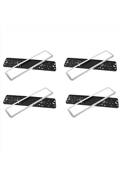 4 Paslanmaz Çelik Avrupa Rus 8k Araç Plaka Çerçeve Numarası Tutucu (Gümüş) (Yurt Dışından)