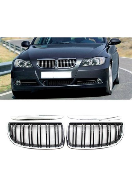 Bmw 3 Serisi E91 2005-2008 Için Araba Chrome Çift Hatlı Ön Kaput Böbrek Izgara Mesh Met For Spor Yarışları Izgaraları (Yurt Dışından) indirimleri